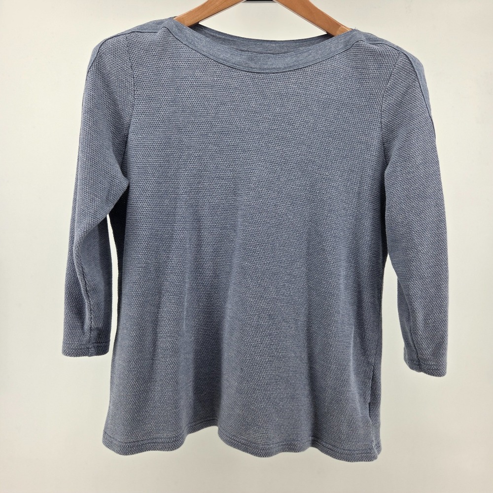 Chaps Women's Size XL Light‎ Blue Waffle Knit 3/4 Sleeve Boat Neck Pullover Top